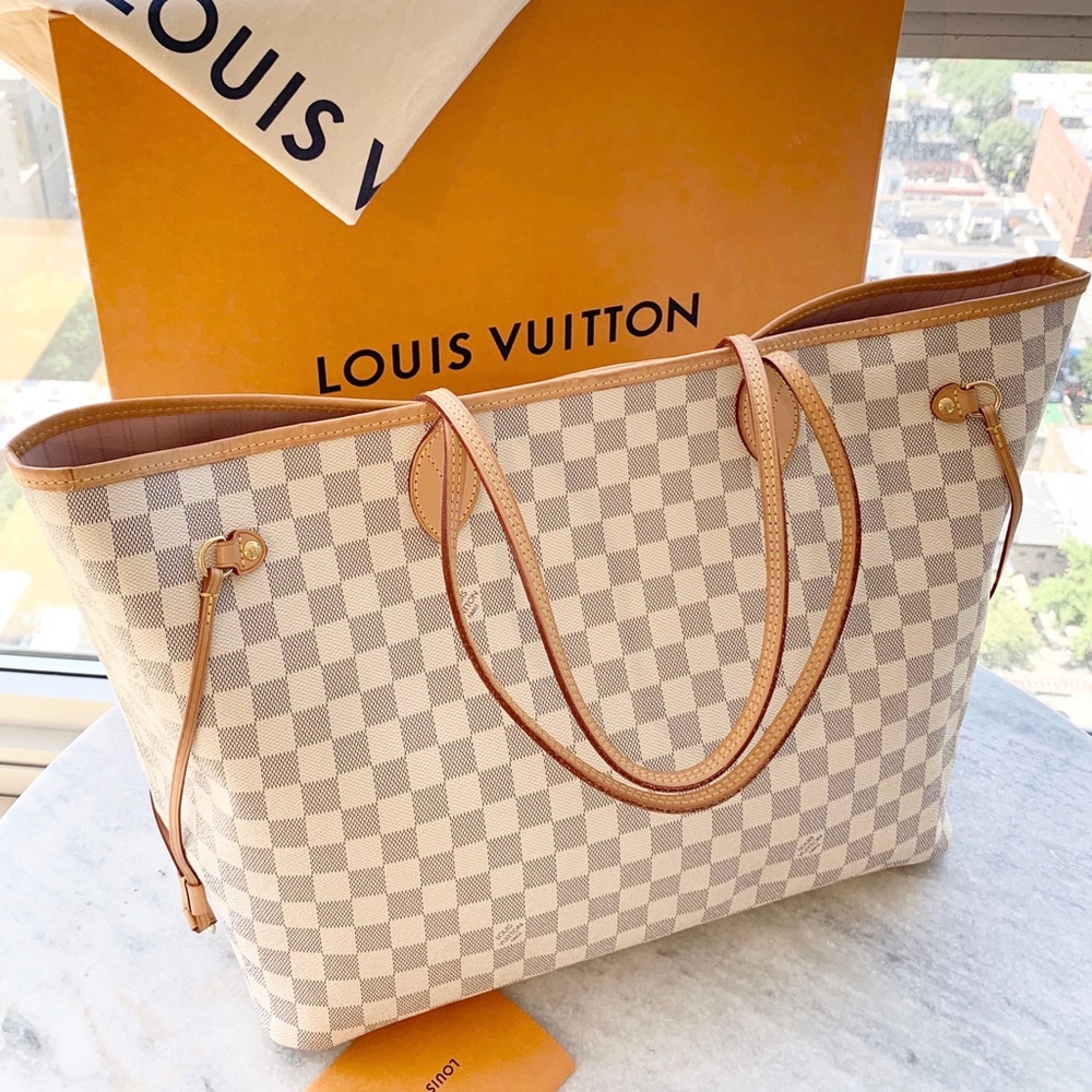 Louis Vuitton Damier Azur Canvas Tote in Cream and Tan